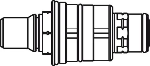 Thermoelement von Ideal Standard, dargestellt in einem schematischen Design, zeigt die Anschlüsse und Komponenten eines Thermostats ohne spezifische Maße oder zusätzliche Details.